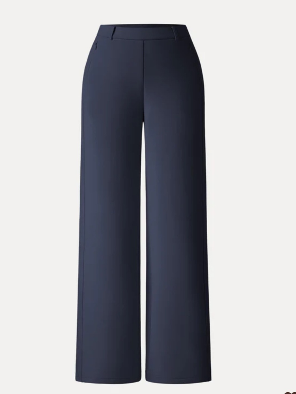 OGL | Stretch Cotton Blend Slimming High Rise Wide Leg Pant Navy | Large Petite